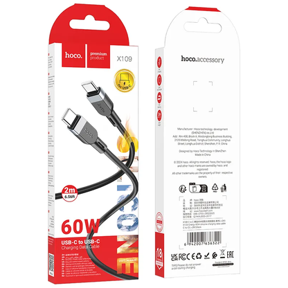 Cavo Dati e Ricarica USB-C - USB-C HOCO X109, 60W, 2m, Nero