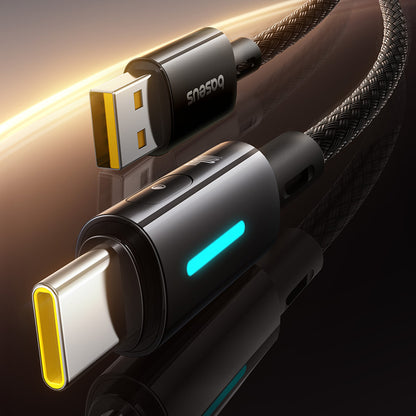 Cavo Dati e Ricarica USB-A - USB-C Baseus Lit Button Control, 100W, 2m, Nero P10379002121-01