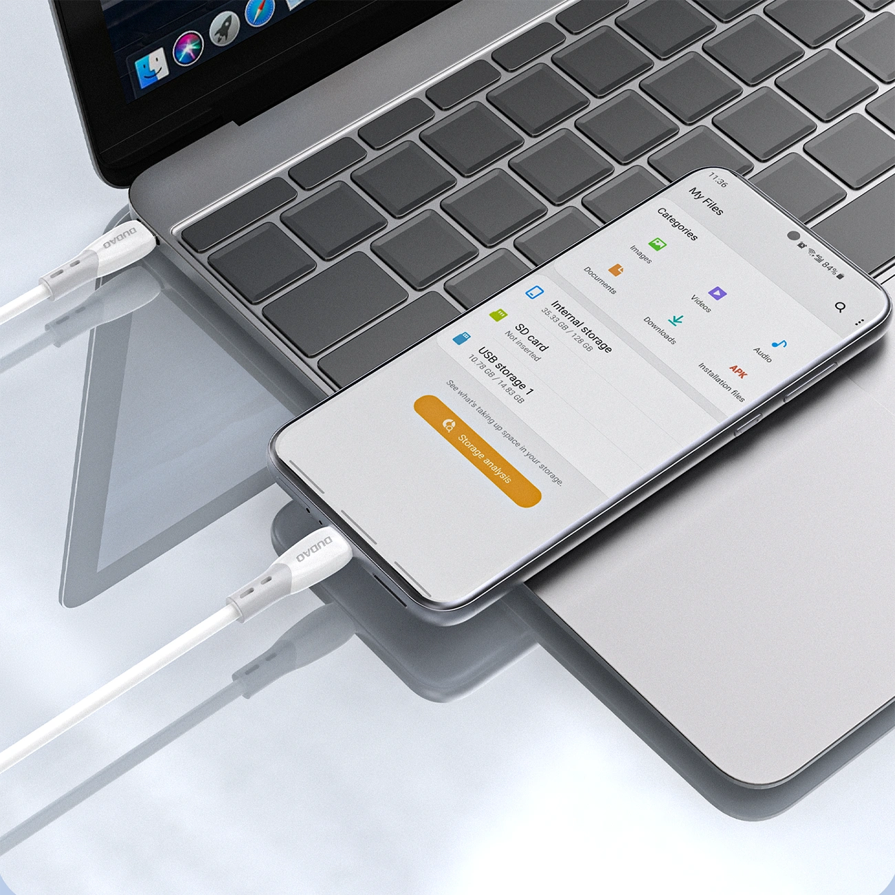 Cavo Dati e Ricarica USB-C - USB-C Dudao L25SC, 60W, 2m, Bianco