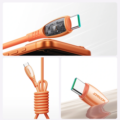 Cavo Dati e Ricarica USB-C - USB-C Joyroom S-A59 Vibrant, 60W, 1.2m, Arancione