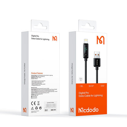 Cavo Dati e Ricarica USB-A - Lightning McDodo CA-9940 Display, 12W, 1.2m, Nero