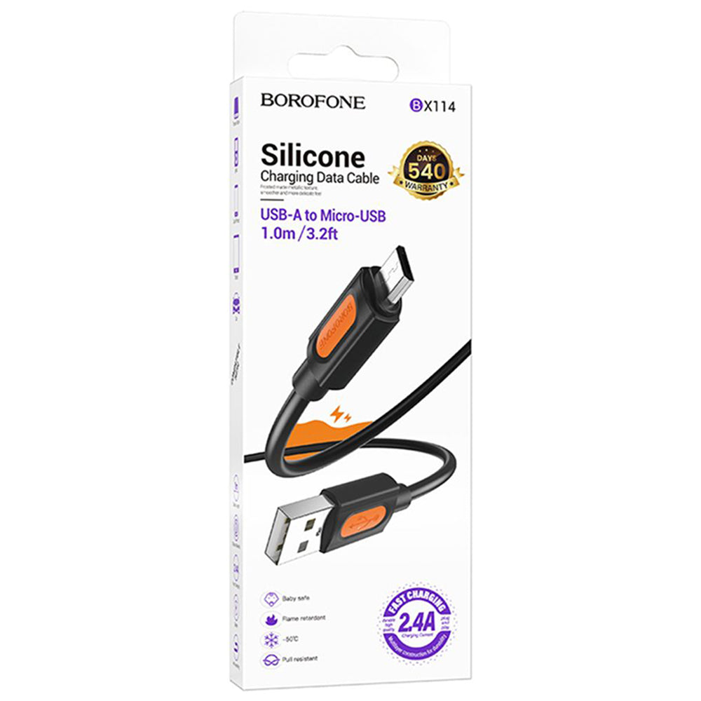 Cavo Dati e Ricarica USB-A - microUSB Borofone BX114 Silicone, 18W, 1m, Nero