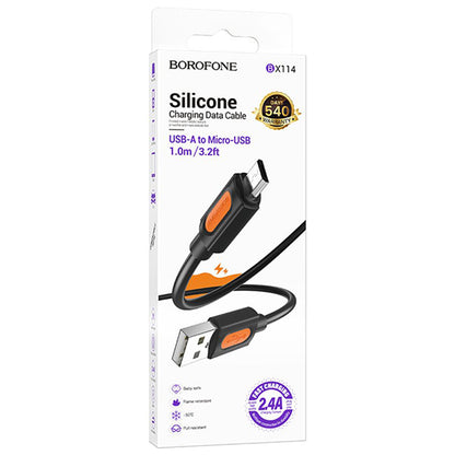 Cavo Dati e Ricarica USB-A - microUSB Borofone BX114 Silicone, 18W, 1m, Nero