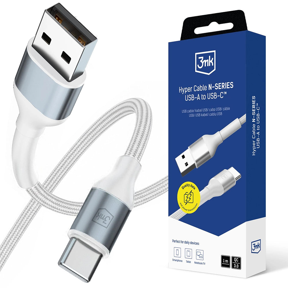 Cavo Dati e Ricarica USB-A - USB-C 3MK Hyper N, 18W, 1m, Bianco