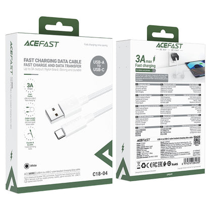 Cavo Dati e Ricarica USB-A - USB-C Acefast C18-04, 18W, 1.2m, Bianco