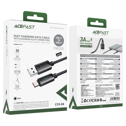 Cavo Dati e Ricarica USB-A - USB-C Acefast C19-04, 18W, 1.2m, Nero
