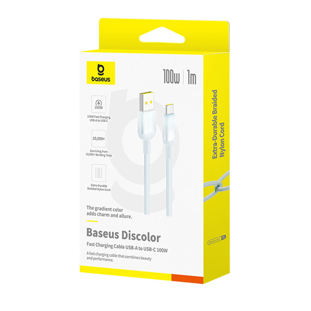 Cavo Dati e Ricarica USB-A - USB-C Baseus Discolor, 100W, 1m, Blu Verde E0420801