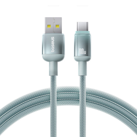 Baseus Discolor USB-A to USB-C Data and Charging Cable, 100W, 2m, Blue Green E0418500