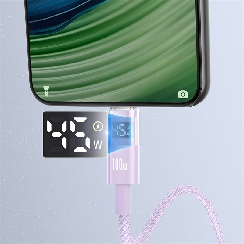 Cavo Dati e Ricarica USB-A - USB-C Baseus Display 2, 100W, 1m, Viola P10382701511-00