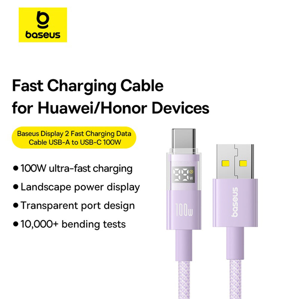 Cavo Dati e Ricarica USB-A - USB-C Baseus Display 2, 100W, 1m, Viola P10382701511-00