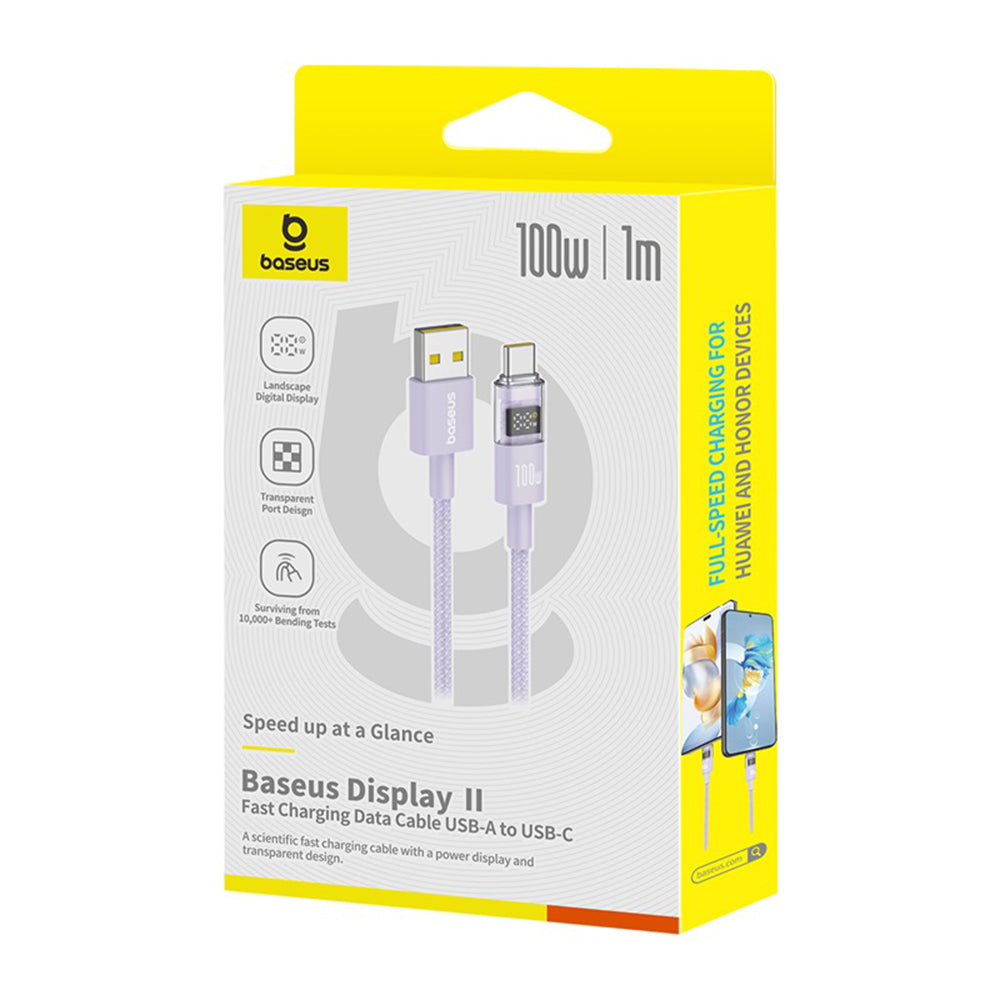Cavo Dati e Ricarica USB-A - USB-C Baseus Display 2, 100W, 1m, Viola P10382701511-00