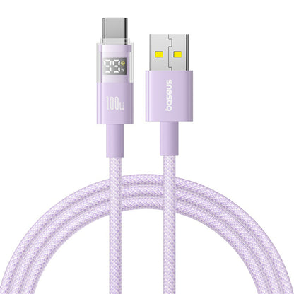 USB-A to USB-C Baseus Display 2 Data and Charging Cable, 100W, 2m, Purple P10382701511-01