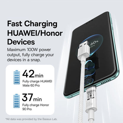 Baseus Gem USB-A to USB-C Data and Charging Cable, 100W, 2m, White P10373002211-01