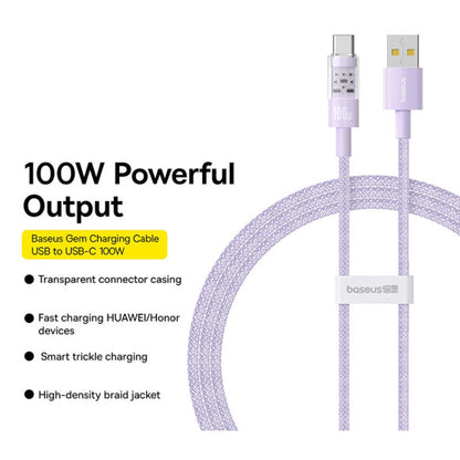 Cavo Dati e Ricarica USB-A - USB-C Baseus Gem, 100W, 2m, Viola P10373002511-01