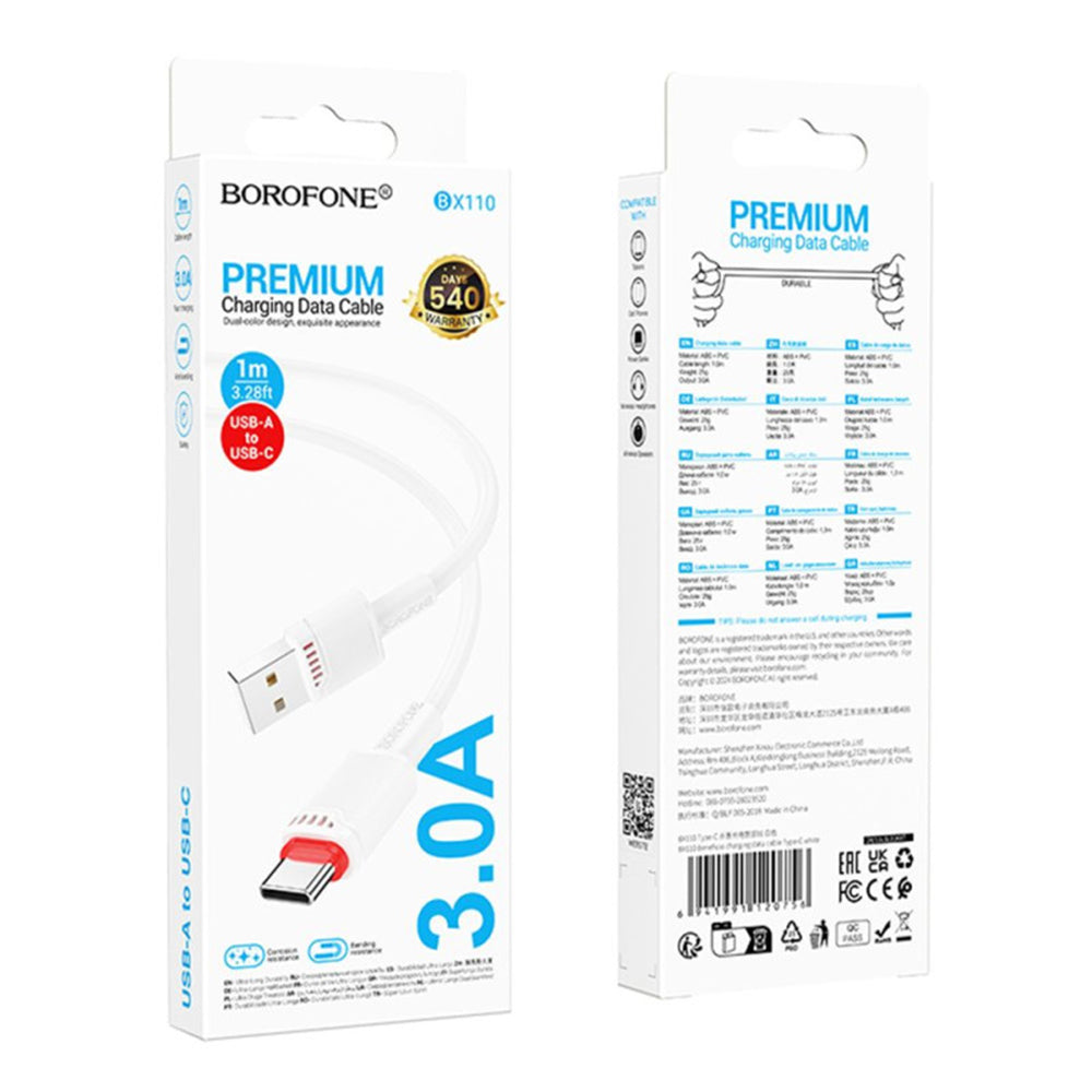 Cavo Dati e Ricarica USB-A - USB-C Borofone BX110 Beneficio, 18W, 1m, Bianco