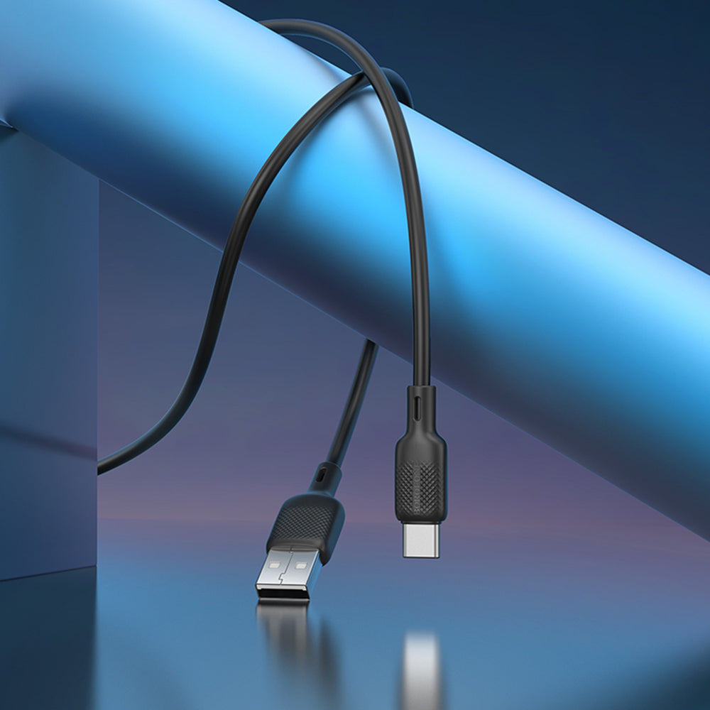 USB-A to USB-C Data and Charging Cable Borofone BX113 Lenny, 18W, 2m, Black