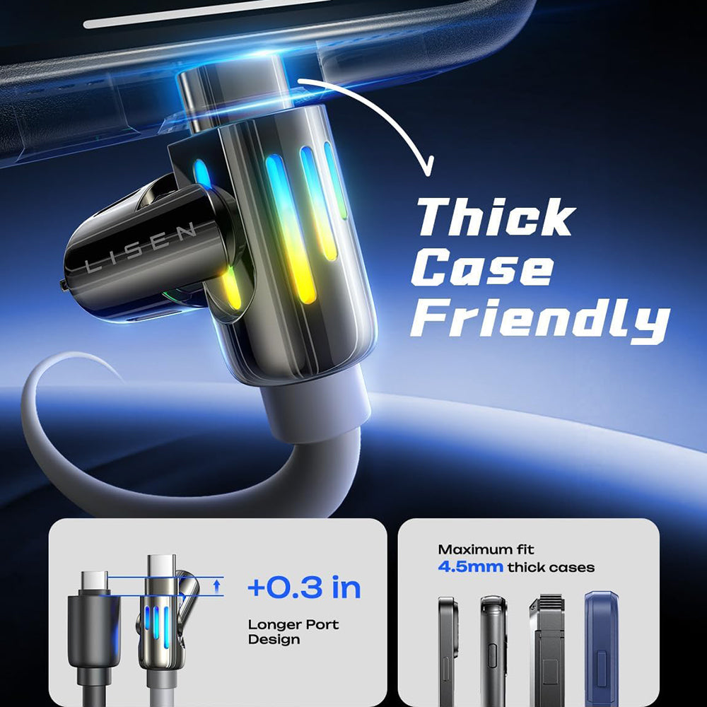 USB-A / USB-C - Lightning / USB-C Lisen 4in1 Data and Charging Cable, 240W, 2m, Gray YL0124110002