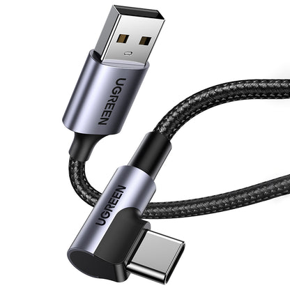 Cavo Dati e Ricarica USB-A - USB-C UGREEN US284 Angled, 18W, 0.5m, Grigio