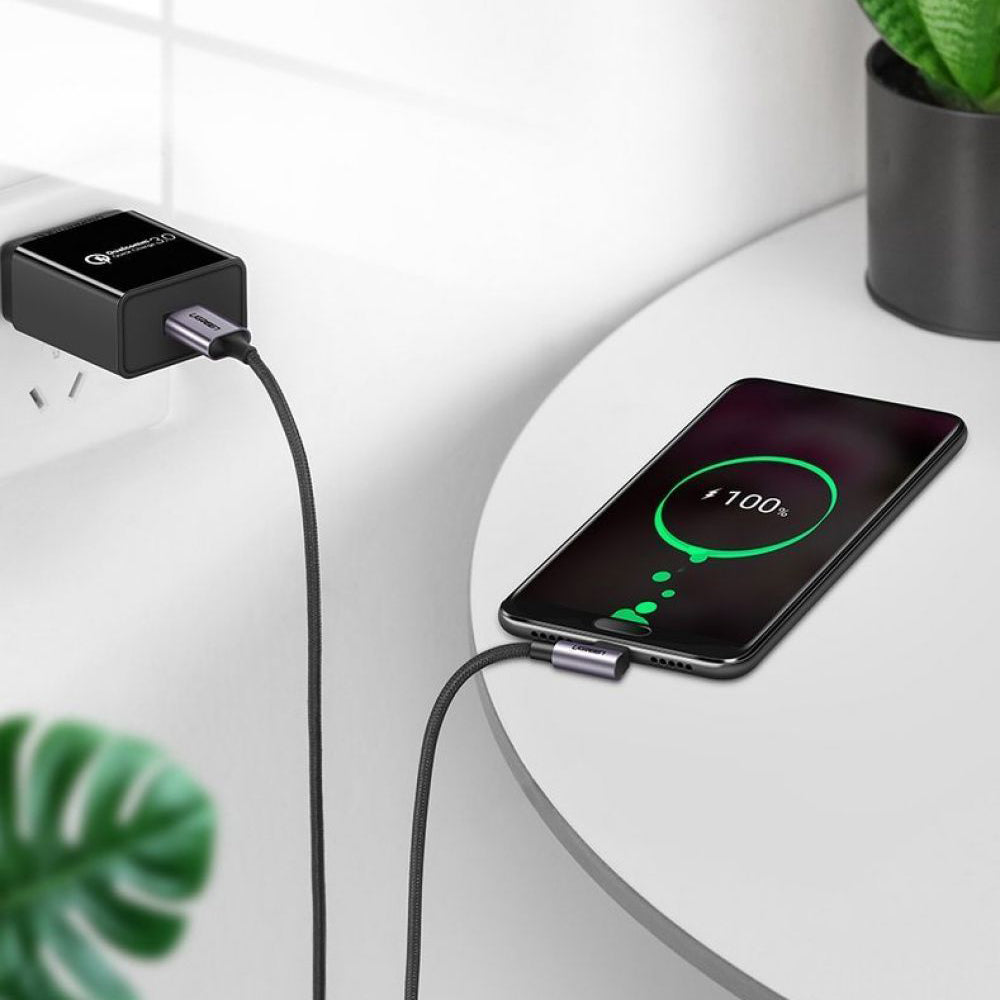 Cavo Dati e Ricarica USB-A - USB-C UGREEN US284 Angled, 18W, 0.5m, Grigio