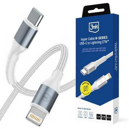 Cavo Dati e Ricarica USB-C - Lightning 3MK Hyper N, 27W, 2m, Bianco
