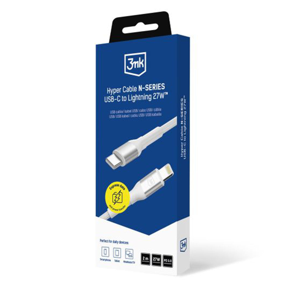 Cavo Dati e Ricarica USB-C - Lightning 3MK Hyper N, 27W, 2m, Bianco