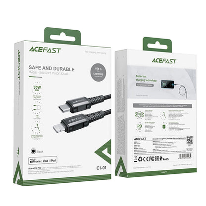 USB-C to Lightning Data and Charging Cable Acefast C1-01, 30W, 1.2m, Black