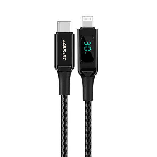 Cavo Dati e Ricarica USB-C - Lightning Acefast C6-01 Display, 20W, 1.2m, Nero