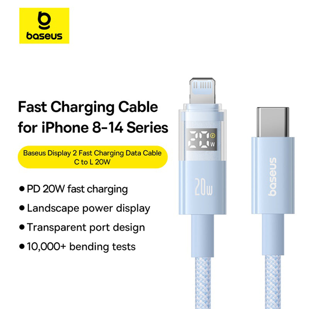 Cavo Dati e Ricarica USB-C - Lightning Baseus Display 2, 20W, 2m, Blu P10382703311-01
