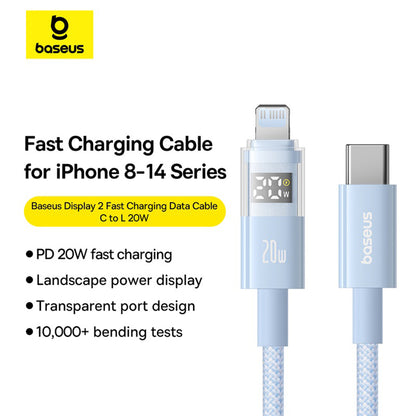 Cavo Dati e Ricarica USB-C - Lightning Baseus Display 2, 20W, 2m, Blu P10382703311-01
