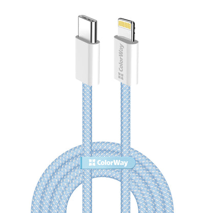 USB-C to Lightning Data and Charging Cable ColorWay CW-CBPDCL061, 27W, 1m, Blue
