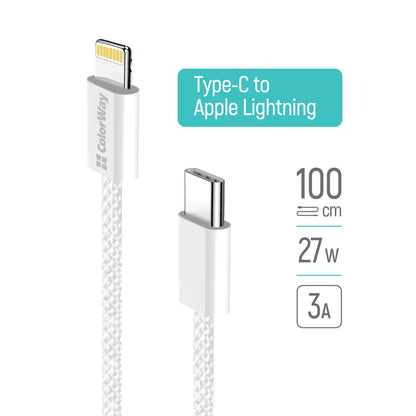 Cavo Dati e Ricarica USB-C - Lightning ColorWay CW-CBPDCL061, 27W, 1m, Grigio