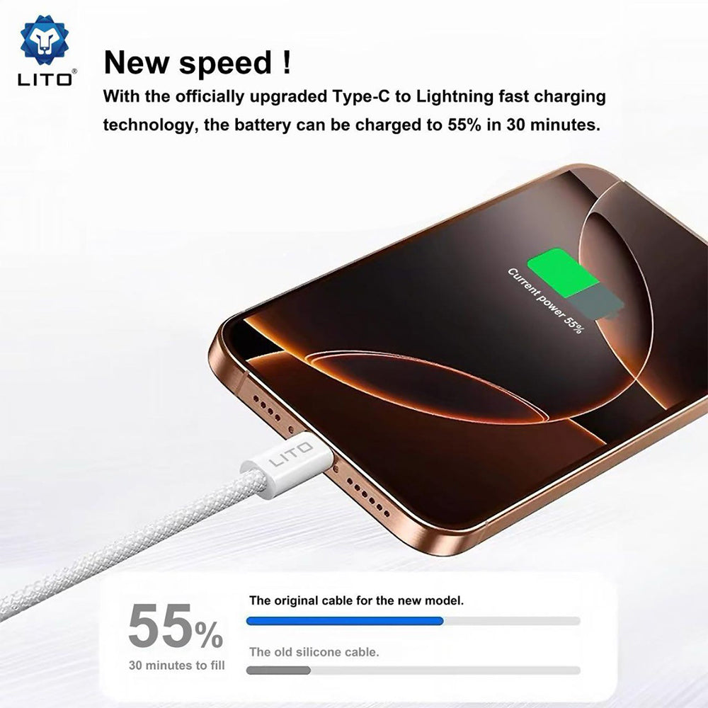Cavo Dati e Ricarica USB-C - Lightning Lito LD04CL, 27W, 2m, Bianco