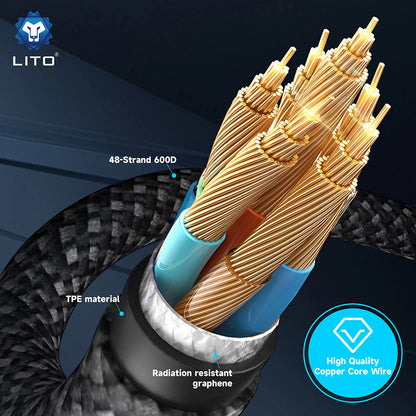 USB-C Data and Charging Cable - USB-C Lito LD09CC Display, 100W, 1.2m, Black