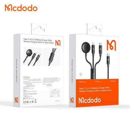 Cavo di Ricarica USB-C - Lightning / USB-C / QI McDodo CA-4940 O 3in1, 100W, 1.2m, Nero