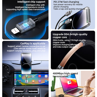 Cavo Dati e Ricarica USB-C - Lightning Yesido CA195, 27W, 1.2m, Nero