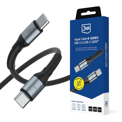 Cavo Dati e Ricarica USB-C - USB-C 3MK Hyper N, 100W, 1,5m, Nero