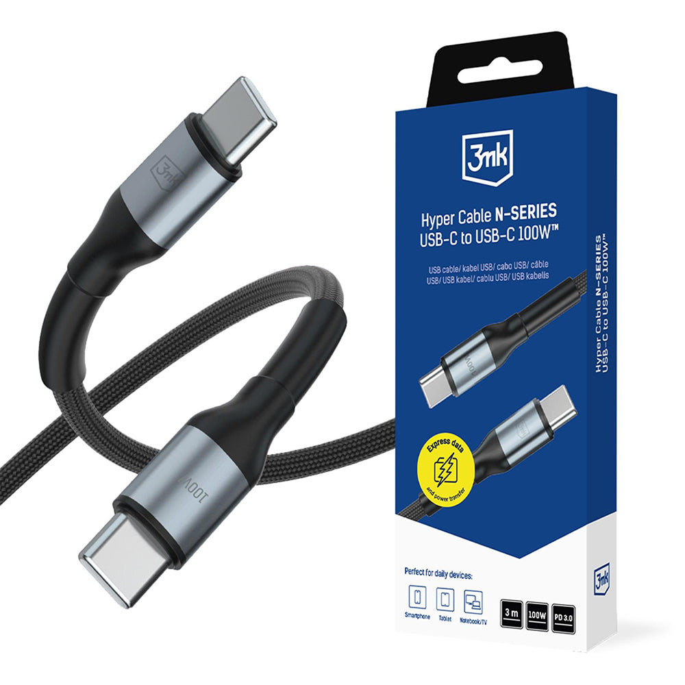 Cavo Dati e Ricarica USB-C - USB-C 3MK Hyper N, 100W, 3m, Nero