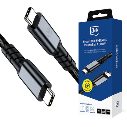 Cavo Dati e Ricarica USB-C - USB-C 3MK Hyper N Thunderbolt 4, 240W, 2m, Nero