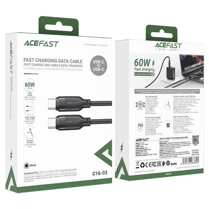 Cavo Dati e Ricarica USB-C - USB-C Acefast C16-03, 60W, 1.2m, Nero
