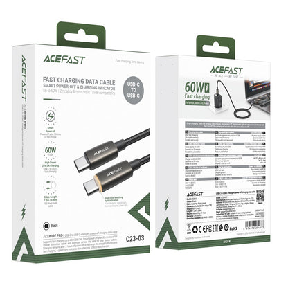 Cavo Dati e Ricarica USB-C - USB-C Acefast C23-03, 60W, 1.2m, Nero