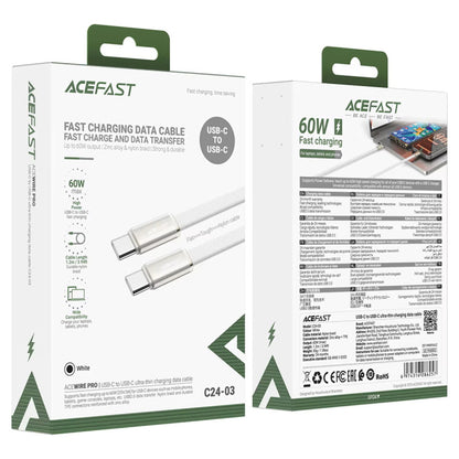 Cavo Dati e Ricarica USB-C - USB-C Acefast C24-03, 60W, 1.2m, Bianco