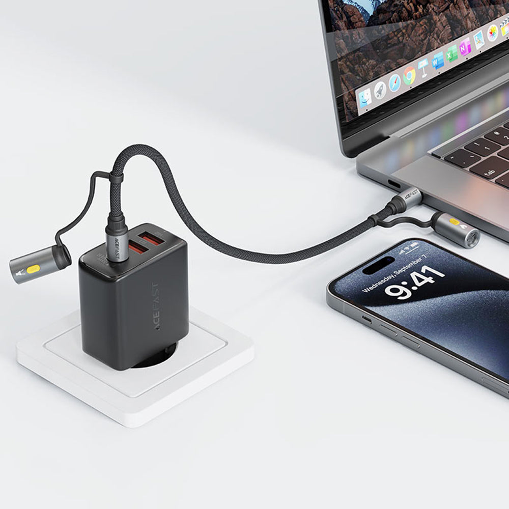 Cavo Dati e Ricarica USB-C / Lanterna - USB-C / Accendino Acefast J4, 60W, 1.2m, Nero