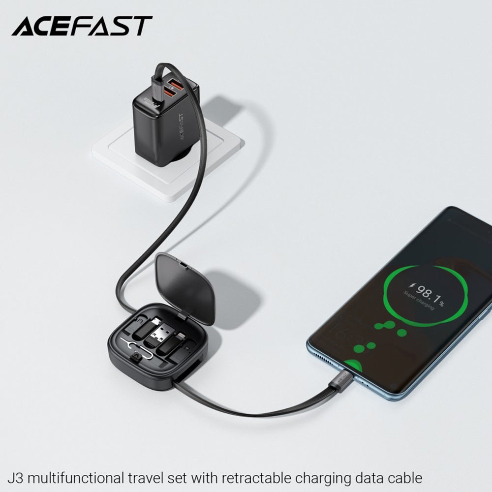 Cavo Dati e Ricarica USB-C - USB-C Acefast Travel J3, 60W, 0.95m, Nero