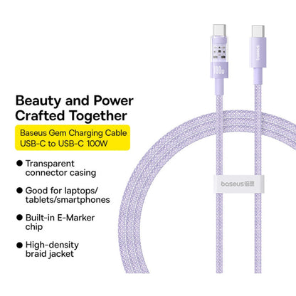 Cavo Dati e Ricarica USB-C - USB-C Baseus Gem, 100W, 1m, Viola P10373000511-00
