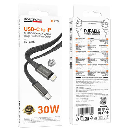Cavo Dati e Ricarica USB-C - USB-C Borofone BX124 Peace, 30W, 1m, Nero