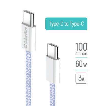 Cavo Dati e Ricarica USB-C - USB-C ColorWay CW-CBPDCC061, 60W, 1m, Viola