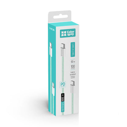 USB-C Data and Charging Cable - USB-C ColorWay CW-CBPDCC061, 60W, 1m, Green