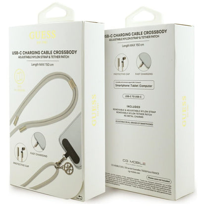 USB-C to USB-C Data and Charging Cable Guess CBDY 4G Charm, 100W, 1.5m, Beige