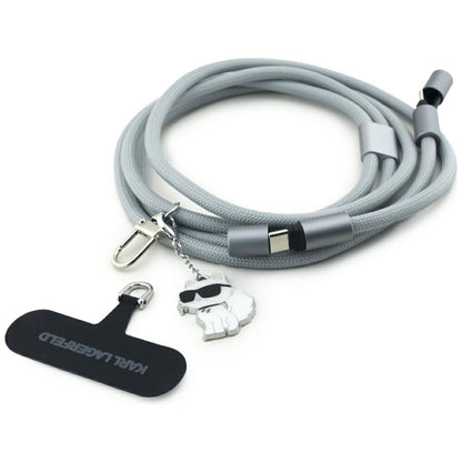 Cavo Dati e Ricarica USB-C - USB-C Karl Lagerfeld Choupette Charm, 100W, 1.5m, Grigio