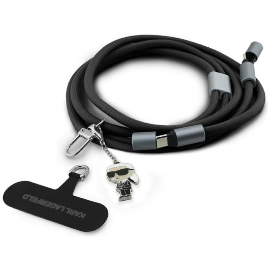 Cavo Dati e Ricarica USB-C - USB-C Karl Lagerfeld Ikonik Charm, 100W, 1.5m, Nero